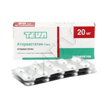 Аторвастатин-Тева таблетки 20мг №30 ** в аптеке Желаем здоровья