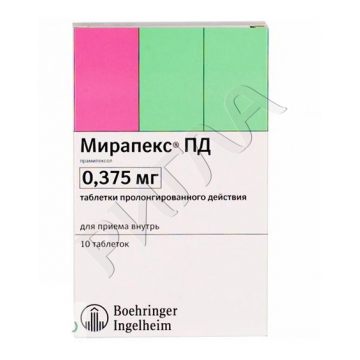 Мирапекс ПД таблетки пролонгированного действия 0,375мг №10 ** в аптеке Вита в городе Миасс